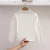 1pcs Spring Autumn Children's T-Shirts Solid Color Tops Kids Half High Collar Long Sleeve Base Shirt Girls Tshirts Clothes 2
