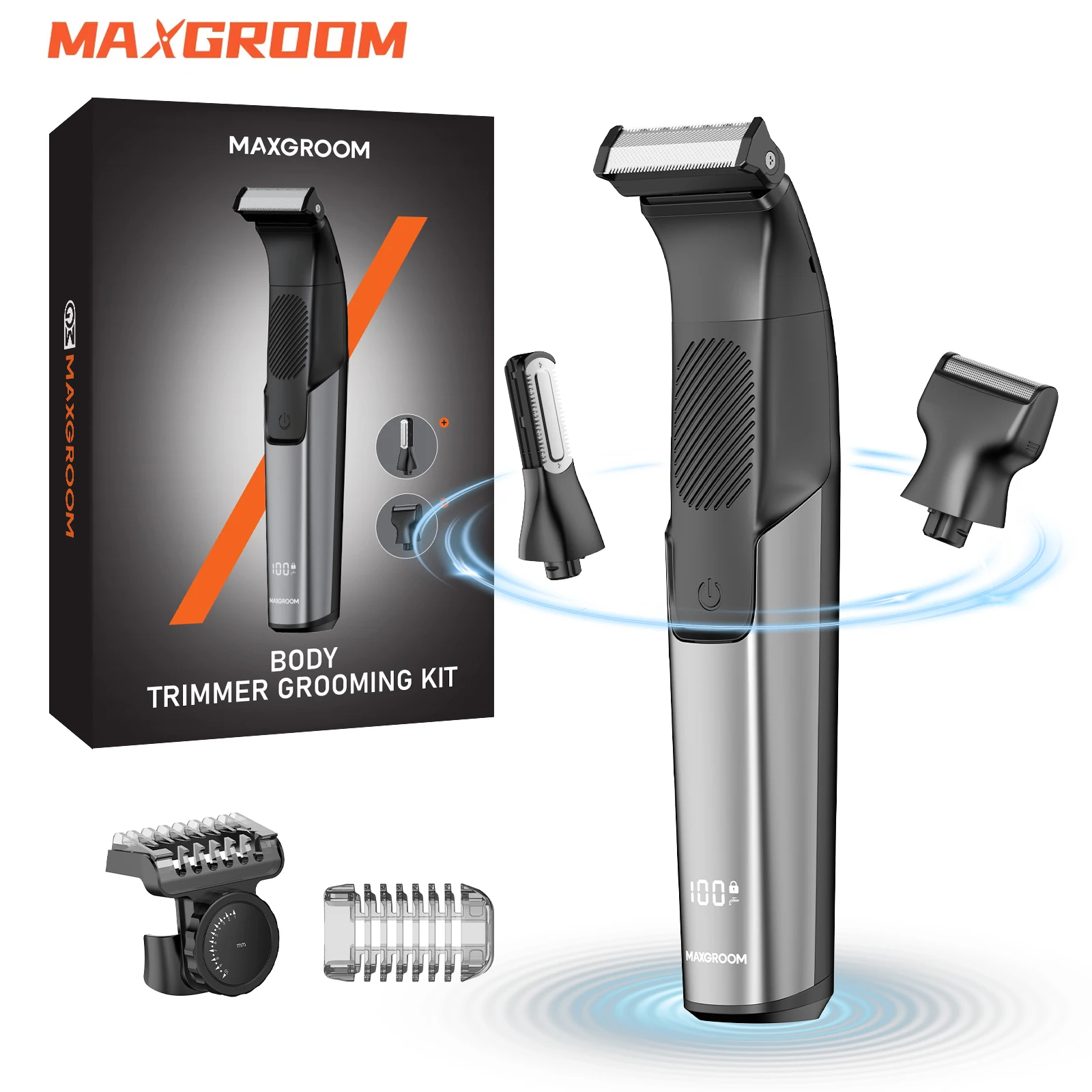 MAXGROOM 3-in-1 Herren-Elektrorasierer, bidirektional, IPX6 wasserdicht, Doppelklingenrasierer, Ganzkörperhaartrimmer_voghion.com