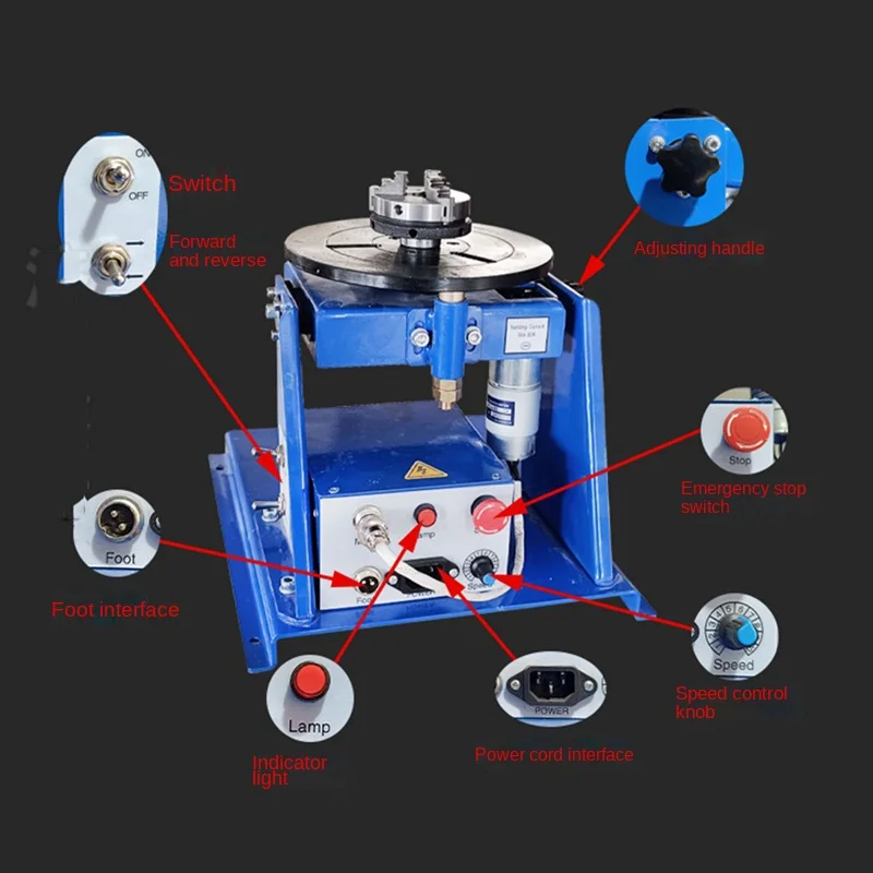 10kg Rotary Welding Positioner Turntable Tilt Table for Ring Welding with 65 Chuck-Positioner Machine Tool