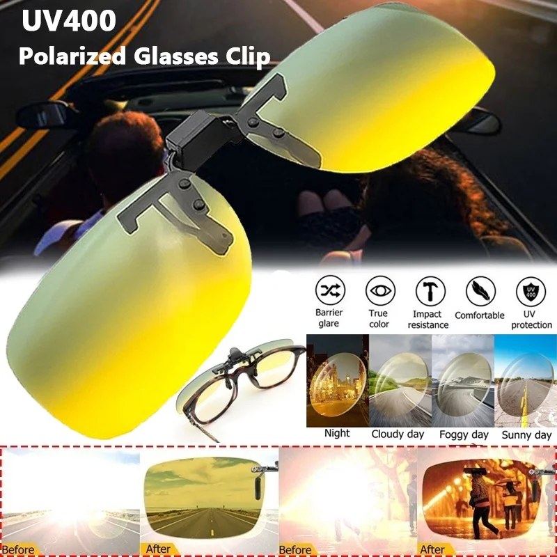 Car Driver Googles Day Night Vison Polarized Driving Clip on Sunglasses Lens Antiglare Flip up Lens Sun Glasses,polarized sunglasses,driving glasses,anti glare sunglasses