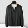 Fall Winter Men's High-end business reversible knitted wool basic autumn zipper stand up collar casual wool jacket 1