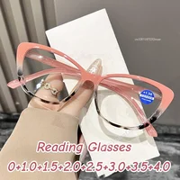 Lunettes de lecture œil de chat pour femmes et hommes, Vintage, bloquant la lumière bleue, rétro, ultralégères, vue lointaine, presbytie 0 + 1.0 + 4.0 1