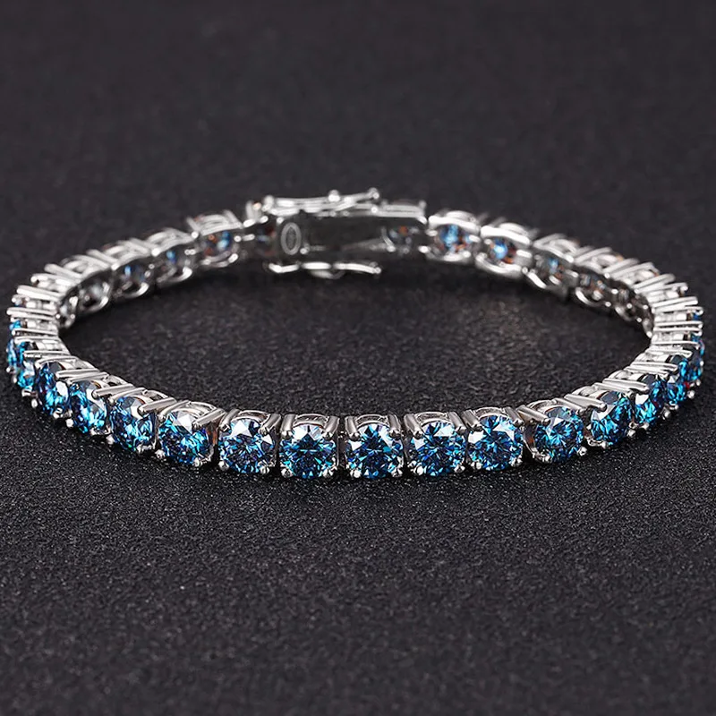 Royal Blue Moissanite Tennis Bracelet PT950 Platinum 3mm – Vexaro