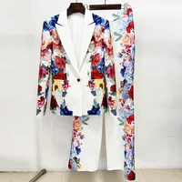 Isabelle Flower Print Long Sleeve Single Buckle Pant Set 2
