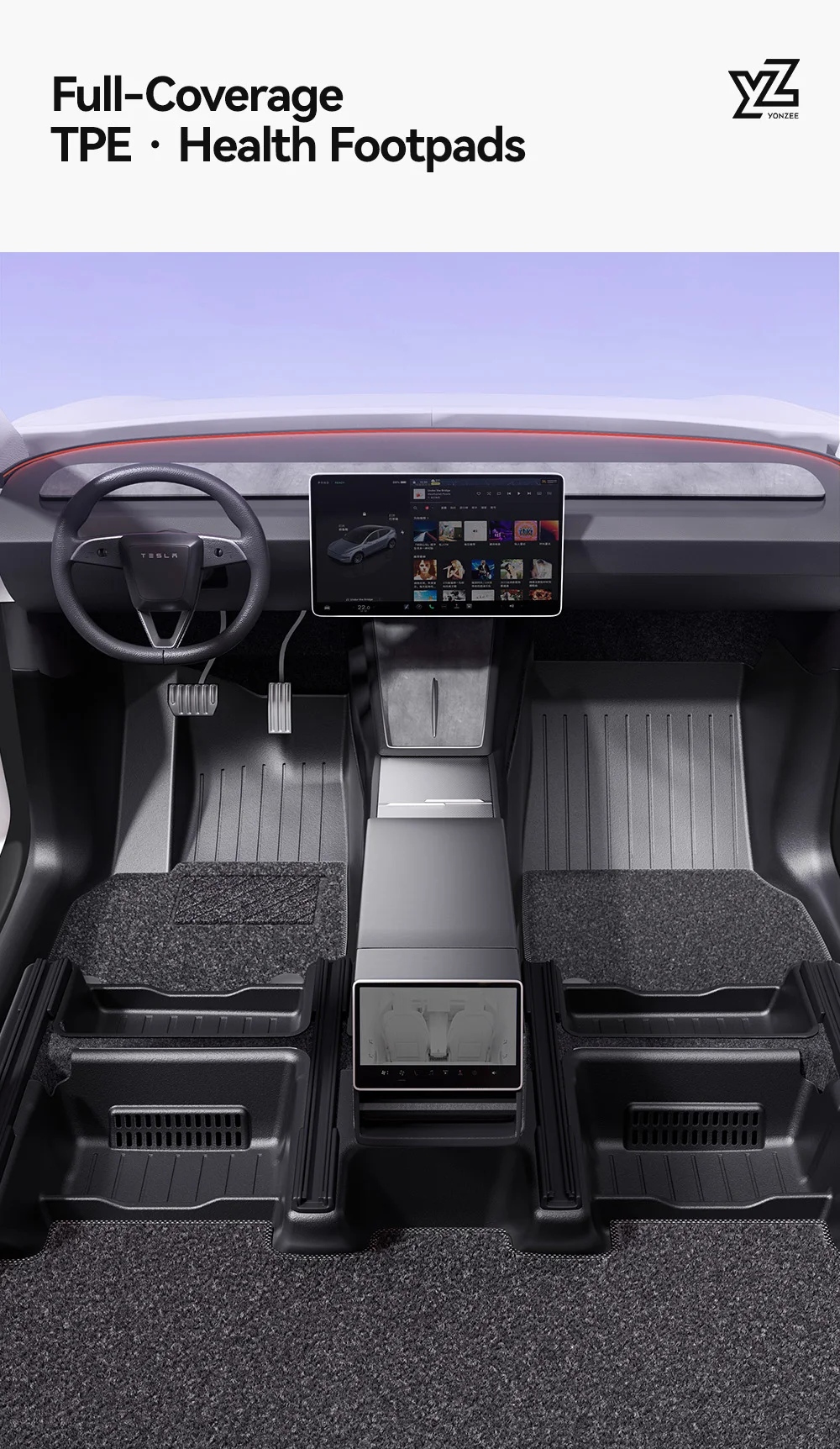YZ Juniper 360 Full Cover TPE Floor Mats For Tesla Model Y 2025 2026 image 2