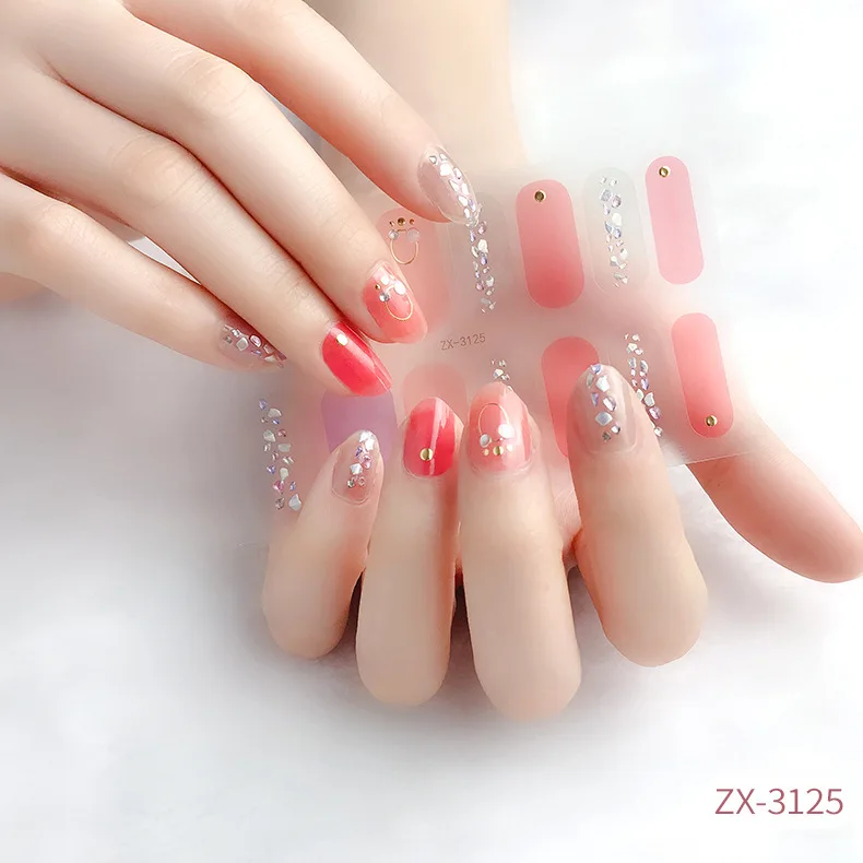 ponz nail  14p Waterproof Full Sticker Nail Sticker Colored Diamond