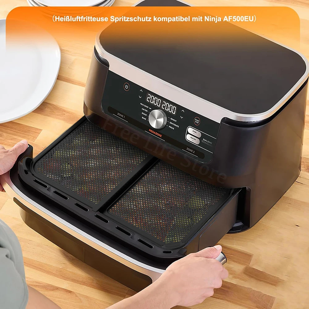 Air Fryer Accessories Splatter Shield Foldable Anti Splash Guard for Ninja AF500 Reusable Silicone Hot Air Fryer Protector Heat Coil Protection Baking Tools