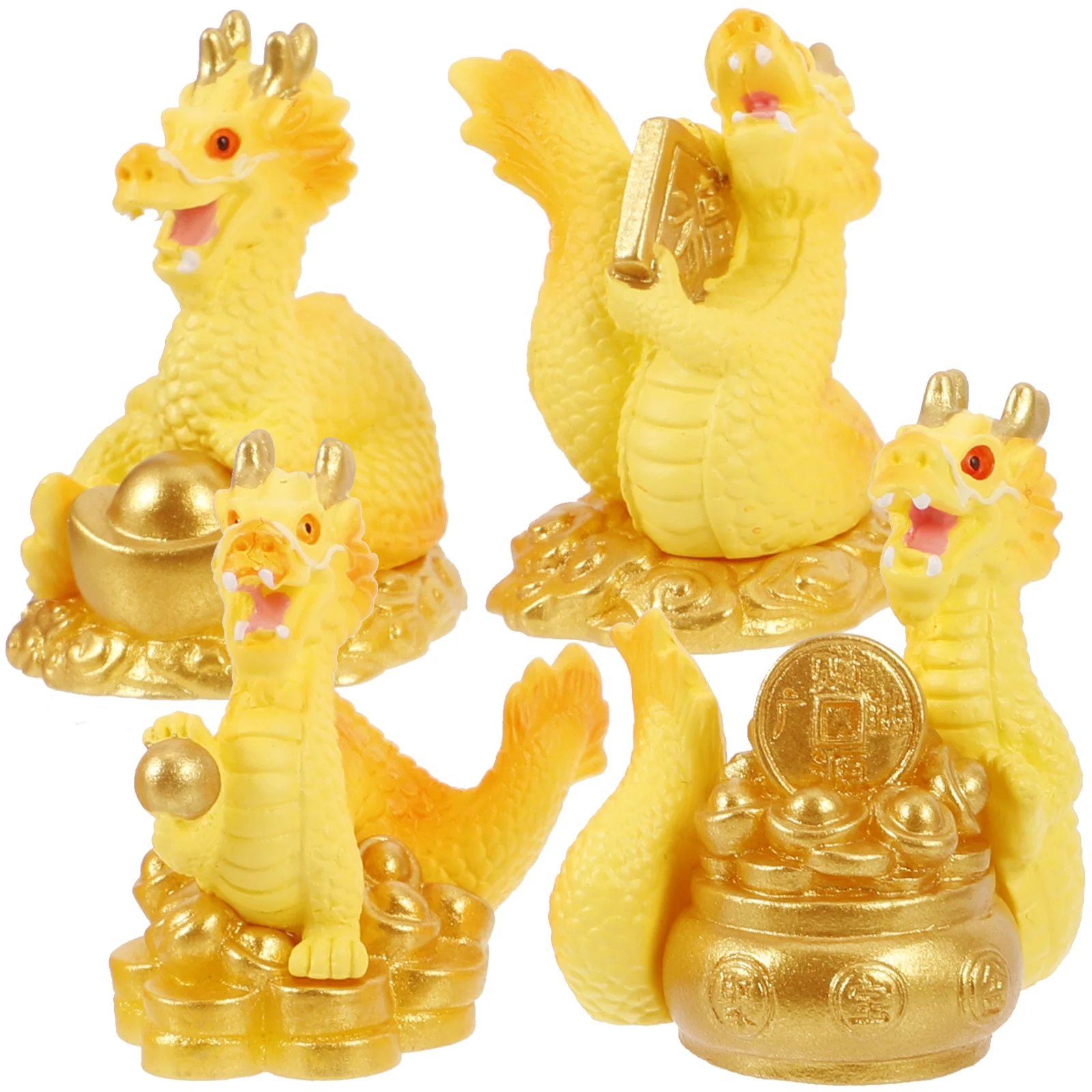 

4Pcs Mini Dragon Figurine Resin Year of Dragon Figurine Zodiac Dragon Decoration