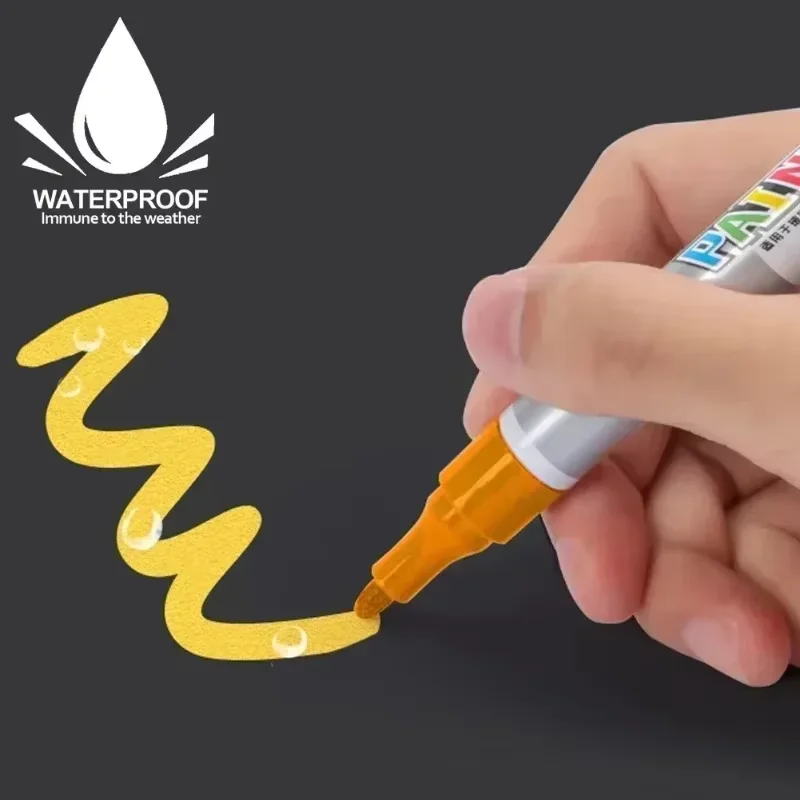Waterproof Car Paint Scratch Repair Brush Pen Automotive Black White Silver Red-Tire Tread Care Water Marker Pen