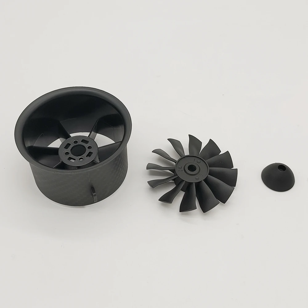Vue éclatée du Flyfans 64mm 12 lames EDF avec les pales et le carter moteur