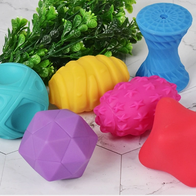 Soft Rubber Textured Baby Hand Grip Toy for Sensory Development Multitexture Baby Grab Toy Pastel Color D5QA