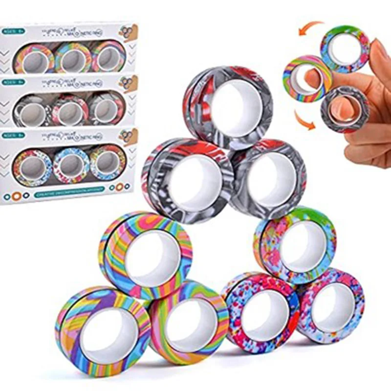 3 Pcs Magnetic Ring Toy For Kids, Anti Stress Finger Magnetic Rings,  Magical Finger Spinning Magnetic Toy - VootMart.com