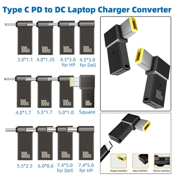 HP/Lenovo/DELL 용 TISHRIC 노트북 전원 충전기 공급 커넥터 어댑터 PD 100W 5A USB Type-C 암-DC 수