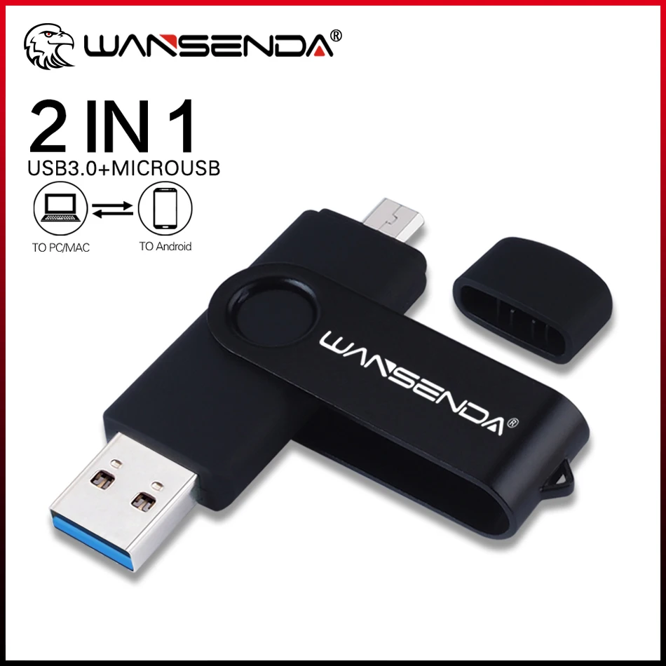 

WANSENDA Micro USB 3.0 Flash Drive OTG Pen Drive for Android/Tablet PC 256GB 128GB 64GB 32GB Pendrive 2 IN 1 Memory Stick