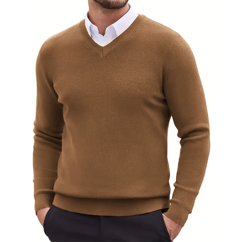 Animal Game Men's V Neck Pullover Knitted Men's Sweater Work Jumper Warm Long Sleeve Shirt Crew Neck Cold Blouse Streetwear