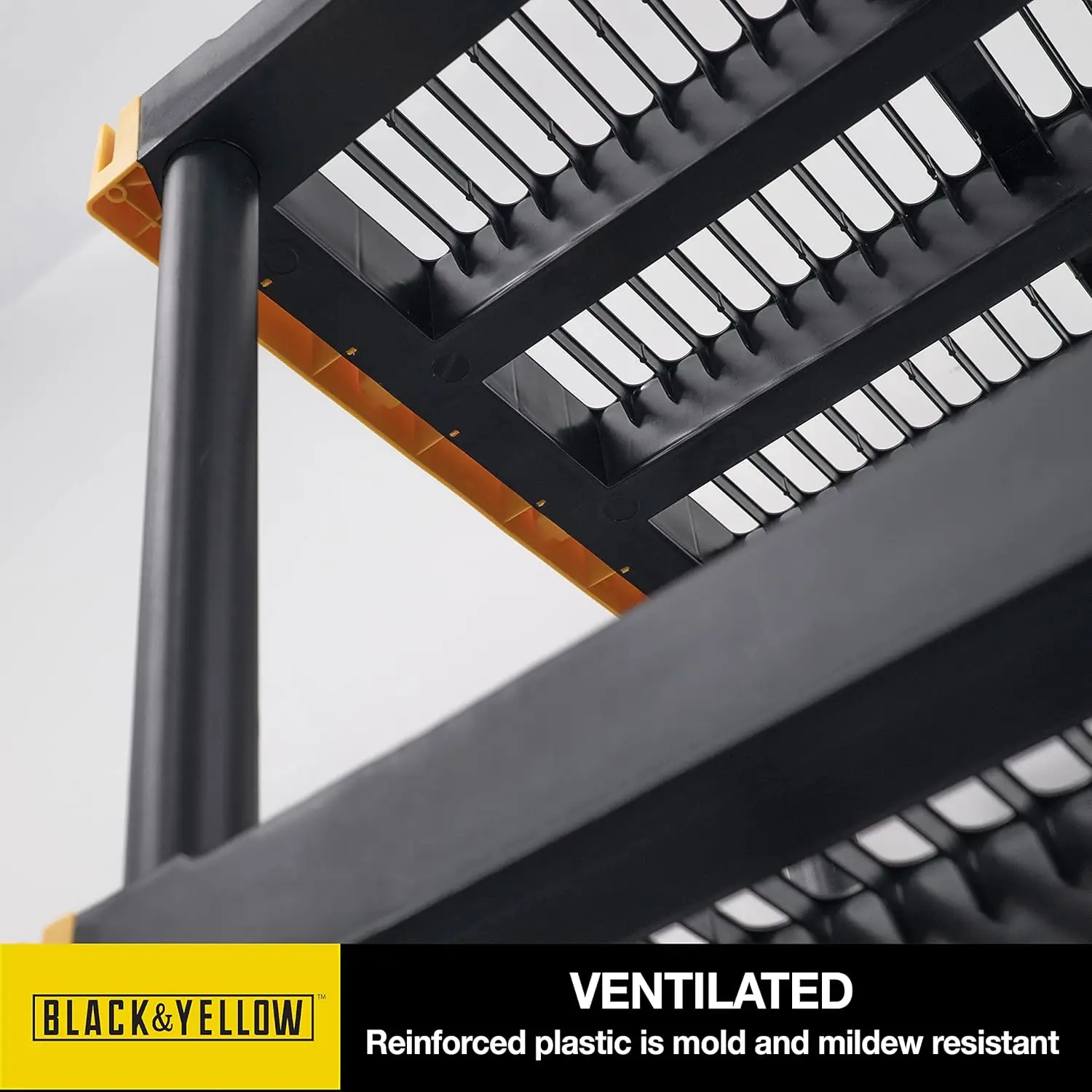 Black & Yellow, Shelving Unit and Heavy Duty Storage Containers, Extremely Durable (Shelf + 27 Gallon Container (8-Pack)) 6