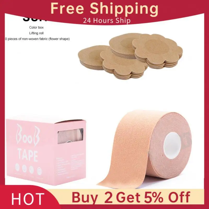 

5rolls Elastic Cloth Chest Stickers For Women Imitation Sagging Invisible Lifting Tape Nipple Stickers Nipple Cover