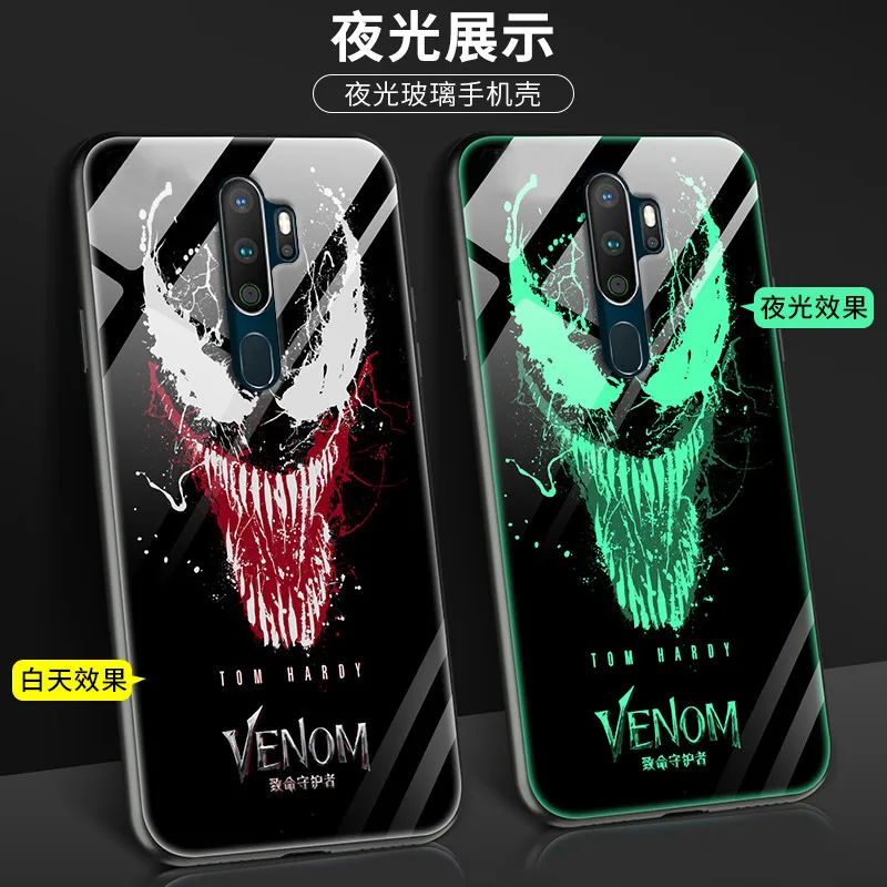 

Светящийся чехол из закаленного стекла для OPPO A5 2020, чехол, светящийся в темноте, задняя крышка для OPPO A5 2018 2020, силиконовый чехол для телефона