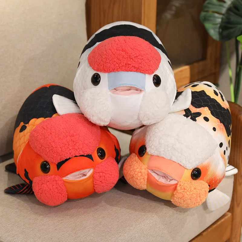 50cm Lifelike Fish Plush Stuffed Toy Goldfish Big Head Soft Pillow for Zoo Park Souvenir Lovely Lan Shou Animal Plushie