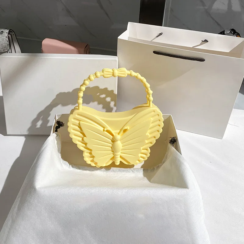 New Butterfly Women's Bag PVC Fashion Jelly Bags Candy Color Handbags Outdoor Picnic Bags Fashion Trend Casual Handbag Female