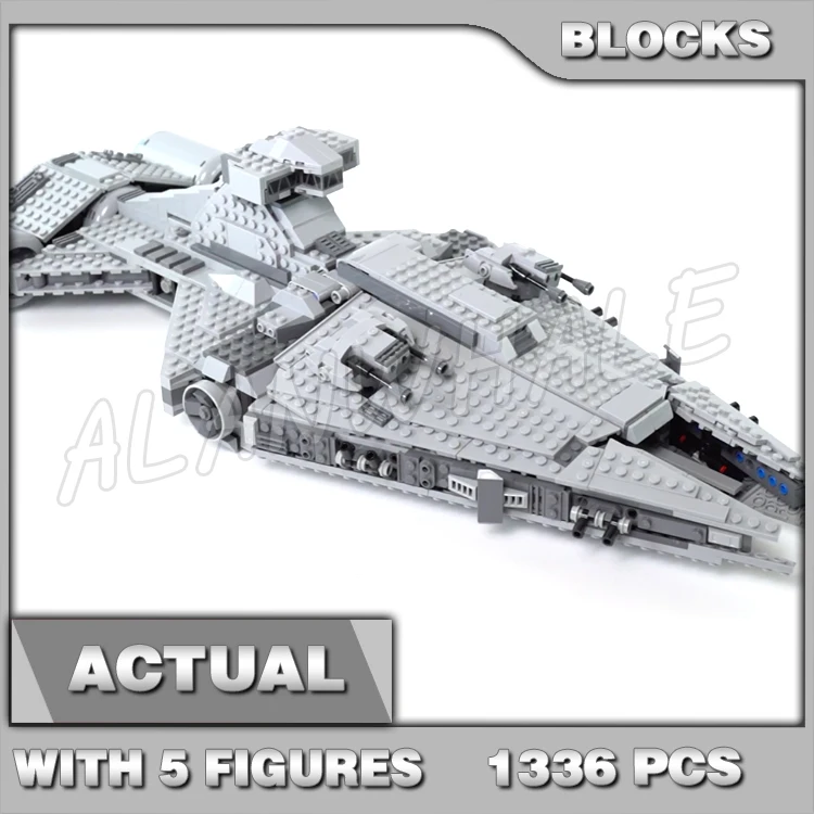

1336pcs Star Plan Light Cruiser Starship Spacecraft Rotating Turrets Bridge 89006 Building Blocks Toys Compatible Kids Brick