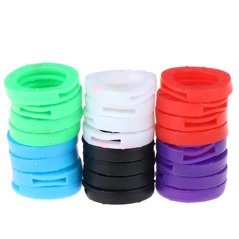 24 stücke helle Farben hohle mehrfarbige Gummi Soft Keys Schlösser Kappe Schlüssel abdeckungen Topper Schlüssel ring elastische Fall rund weiches Silikon – Detail 5