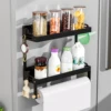 refrigerator shelves,Strong magnetic absorption rack,spice rack,With paper roll holder,Kitchen supplies storage rack With hook 2