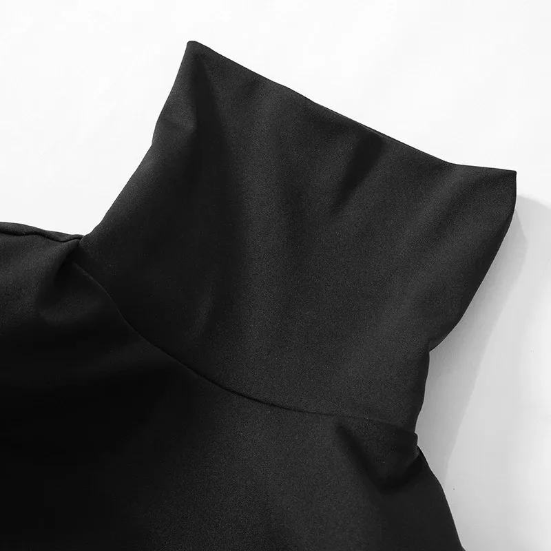 New Autumn Women's Clothing Turtleneck Short Women's Long-sleeved T-shirt Fashionable Sexy Hot Girl Short Top 5958