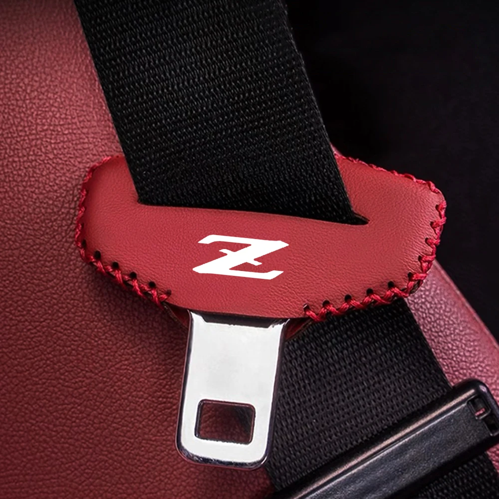 Car Seat Belt Buckle Plug Leather Car Seat Belt Clip Protective Covers 2pcs for Nissan Datsun Z Auto Interior Accessories seat belt protection and cover