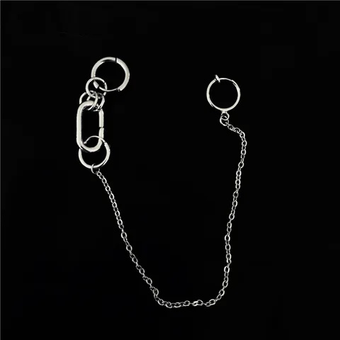 Steel Nose Chain Fake Earrings Personality Lip Ring with Long Chains Fashion Piercings Earring Ear Clip Body Jewelery