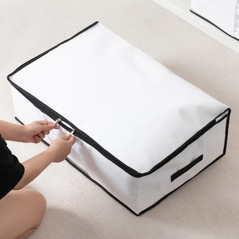 Non-Woven Fabric Cotton Quilt Storage Bag With Window For Moving Clothes Organizer Household Luggage Bag Storage Package 3
