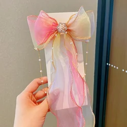 Charming Colorful Chiffon Bow Hair Clips (Red)