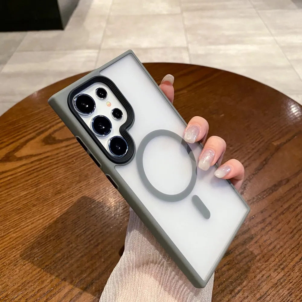 

Чехол для Samsung Galaxy S24 Ultra Plus Magsafe, магнитный, с беспроводной зарядкой, матовый, приятный для кожи, прозрачный, ударопрочный, Жесткий Чехол