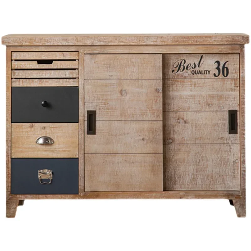 

Retro Solid Wood Chest of Drawers Cabinet Wall Entrance Entrance American Country Storage Locker Distressed Sideboard Cabinet