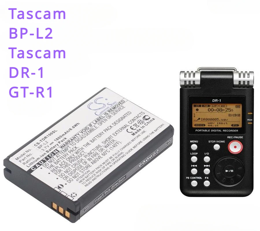 Batteria Portatile Per Registratore A Stato Solido Da 1800Mah Bp-L2 Per Tascam Dr-1, Gt-R1