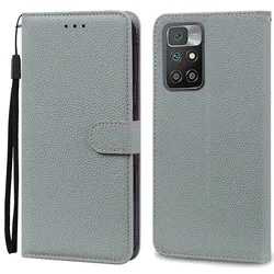 Luxury Leather Wallet Flip Phone Case - Premium Protection with Stylish Design for Redmi 10 2022 4G (Grey)