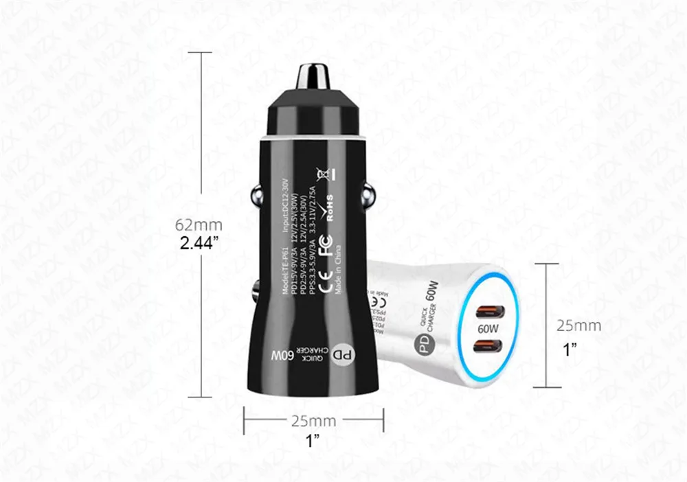รูปสินค้า ที่ชาร์จรถยนต์เร็ว 60W ชาร์จได้ทุกอุปกรณ์