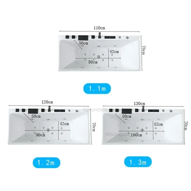 Modern Acrylic Bathtub Rectangle Comfortable Massage Thermostatic Adults Household Bubbles Bathtub Bathroom Fixture