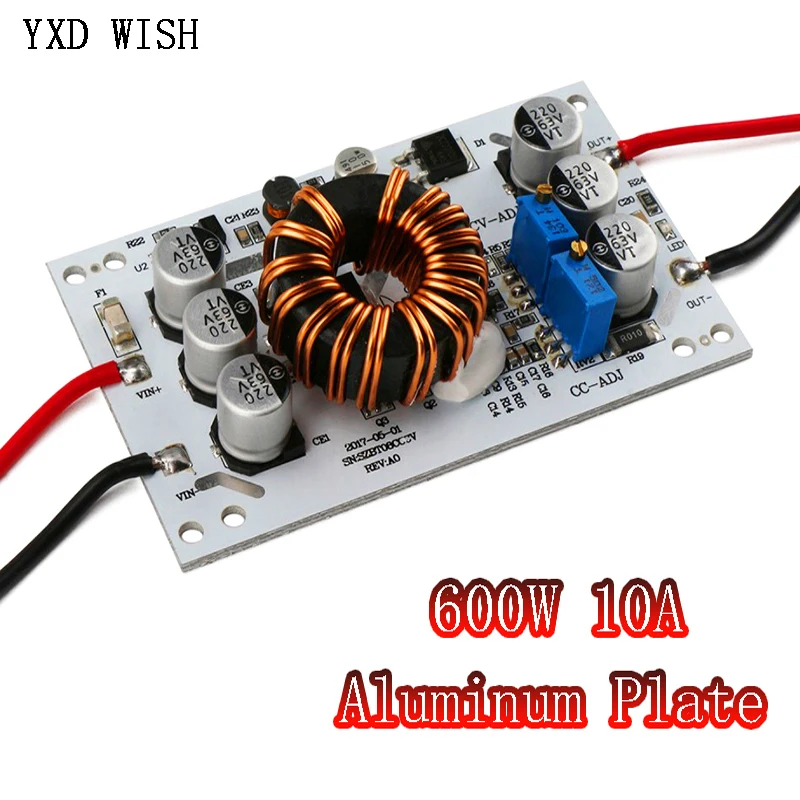 600W DC-DC Step Up Boost Converter Module DC 12V 24V 36V 48V Transformador de Alimentação 10V-60V a 12V-60V 10A Regulador de Tensão