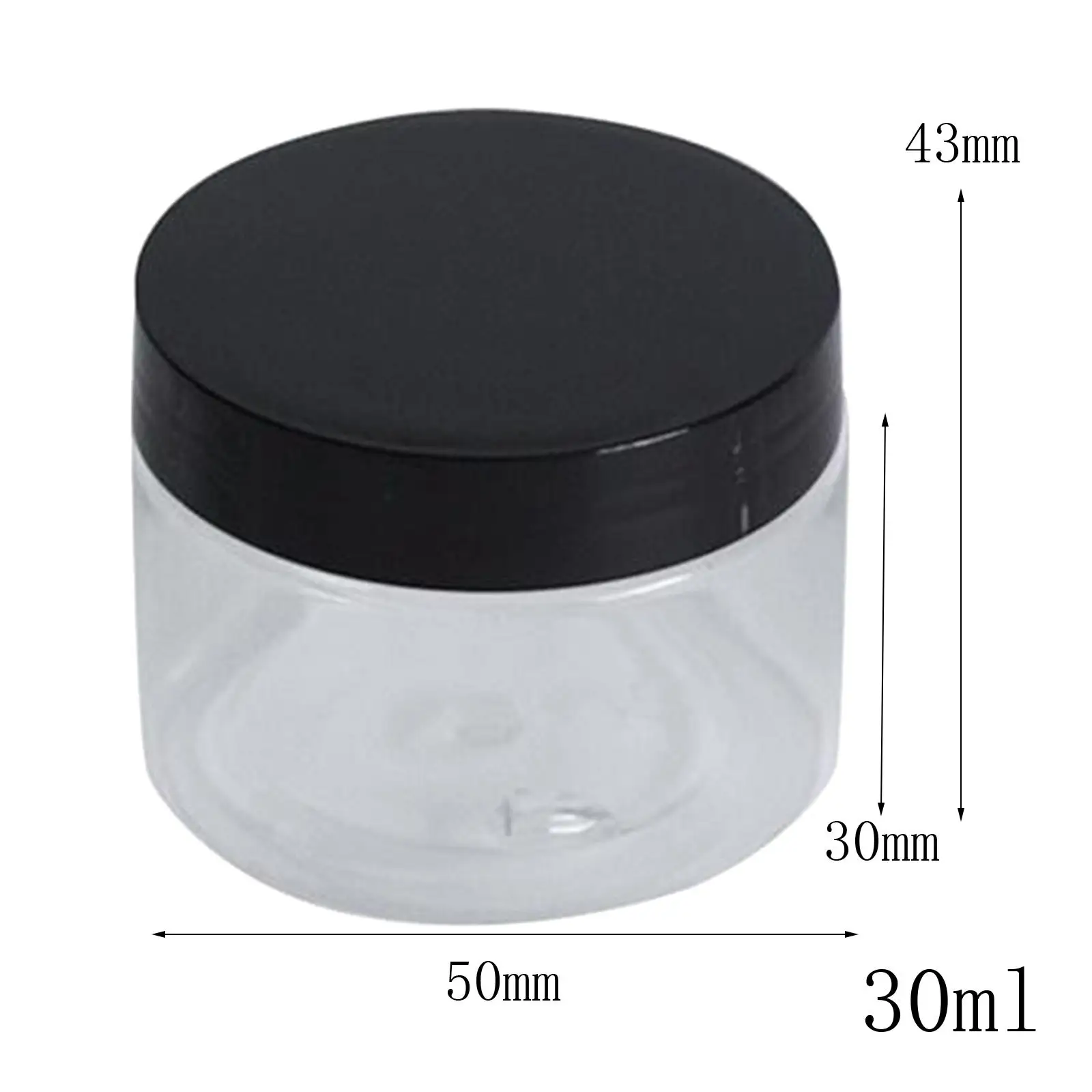 뚜껑이 있는 둥근 투명 애완 동물 보관 항아리, 누출 방지 항아리, 10x, 30ml