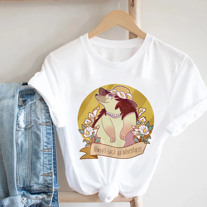 

Футболка женская с круглым вырезом и принтом «Ежик всегда такое приключение»