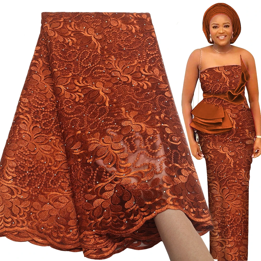 Bestway French Tulle African Lace Fabric Embroidery 5 Yards Women Wedding Material Nigerian Lace Fabric