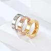 Bague tendance en acier inoxydable couleur or/argent/or rose pour femmes et hommes, bagues en cristal CZ pour couple, bijoux de luxe, bagues de mariage, cadeau