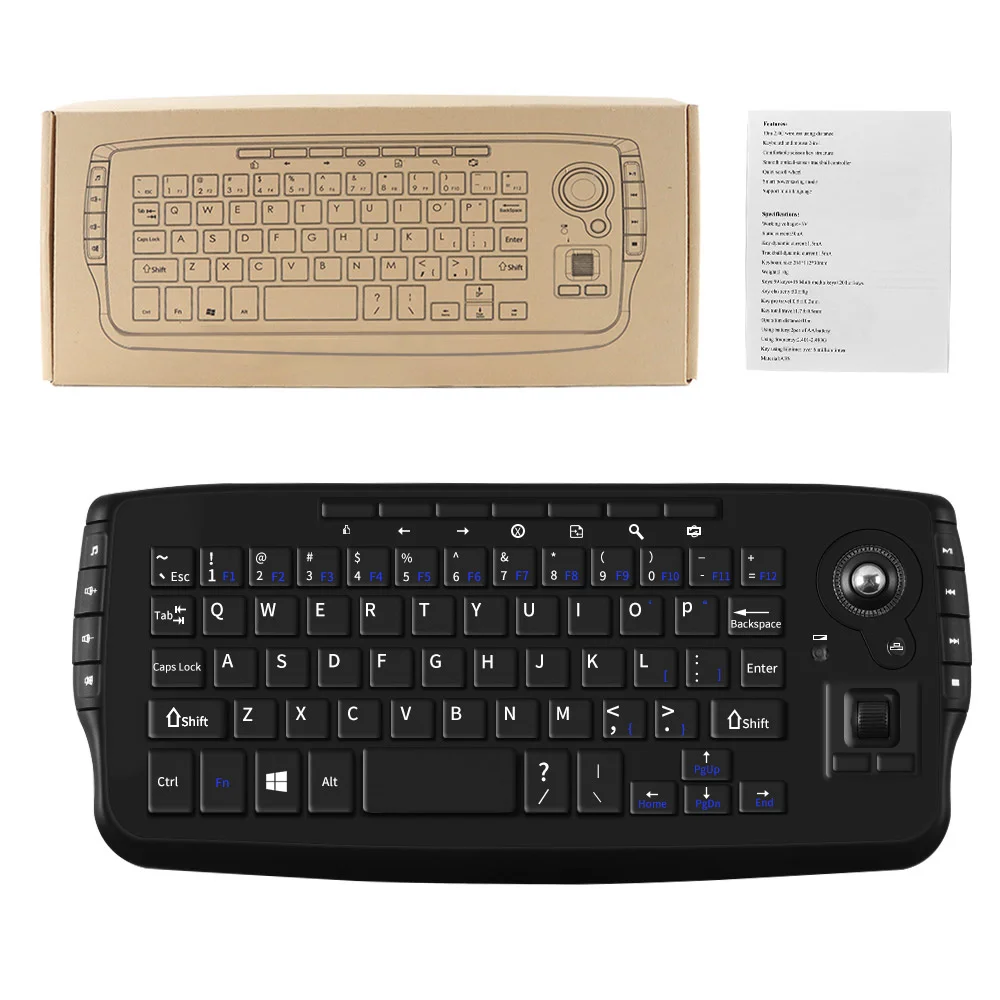trackball teclado sem fio com trackball scroll wheel mini teclado usb para computador portátil computador caixa de tv