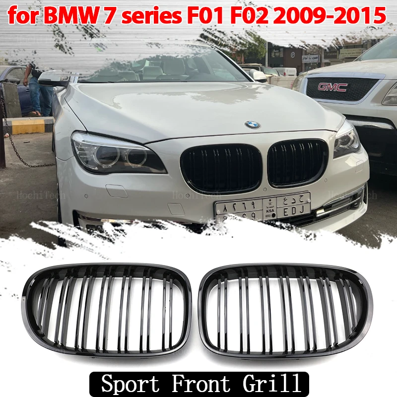 

Front Kidney Grille Hood Grills Double Line for BMW 7 Series F01 F02 F03 F04 2009-15 Gloss Black Car Front Kidney Grille Grill