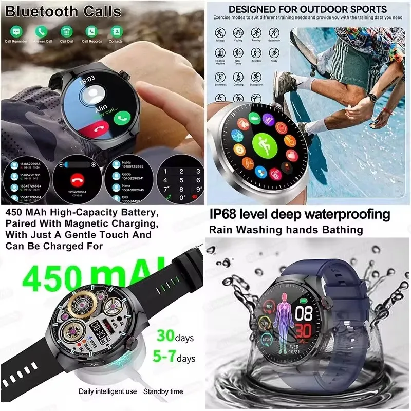 New Men Three High Uric Acid Blood Fat BP Five Organ Diagnosis Smart Watch ECG Heart Rate Blood Oxygen Temp Monitor Smartwatch 6