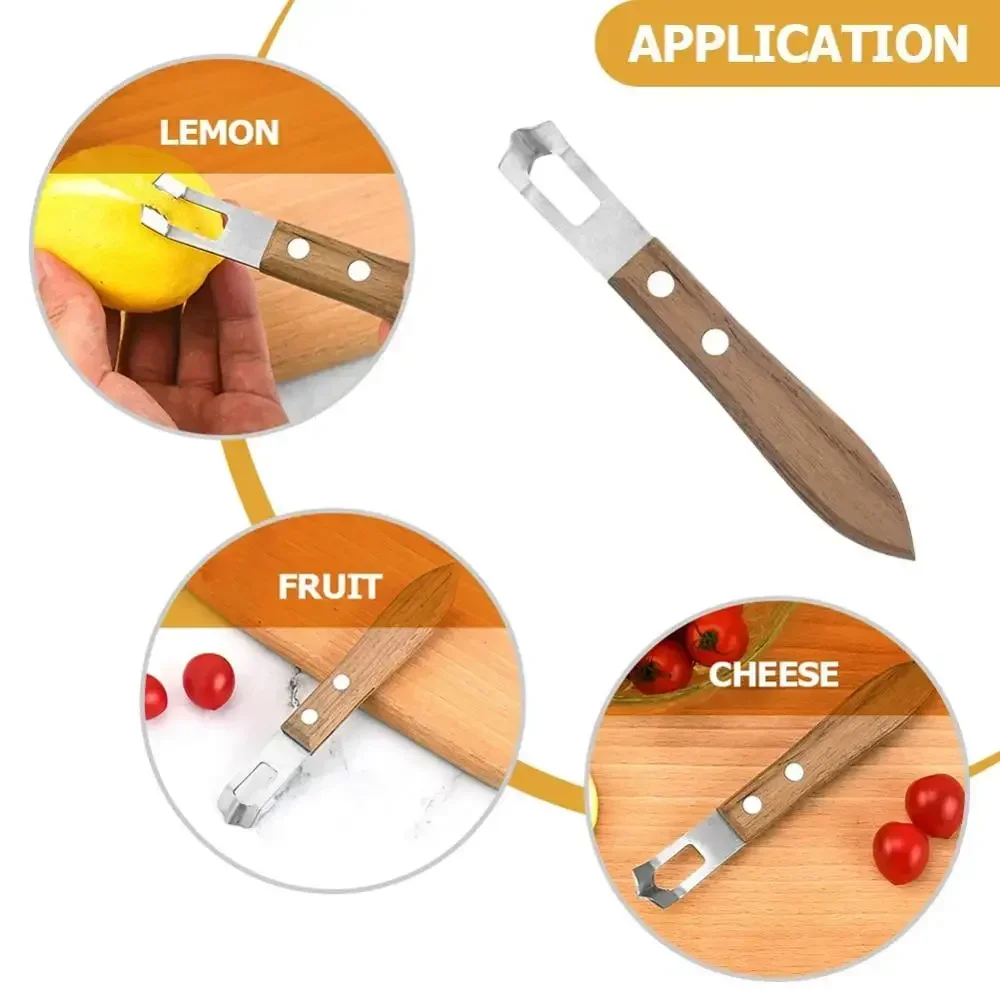 Lemon Peeler Corrosion-resistant Fruit Peeler Eco-friendly Rust-proof Wood Handle Kitchen Tool Paring Knife Kitchen Gadgets
