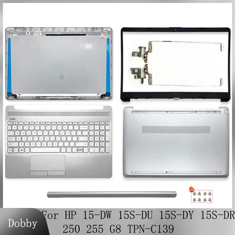 

New For HP 15-DW 15S-DU DY DR TPN-C139 255 250 G8 Laptop LCD Back Cover Front Bezel Hinge Palmrest Bottom Case L52012-001 Silver