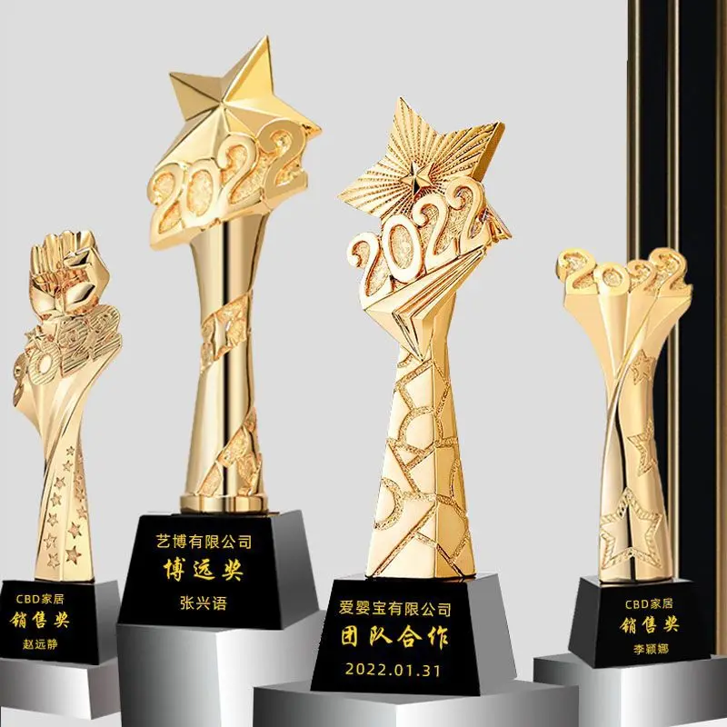 

Gold and Silver Resin Trophy, Customized Creative Metal, Award, annual Meeting, Award, High-Grade, 2024