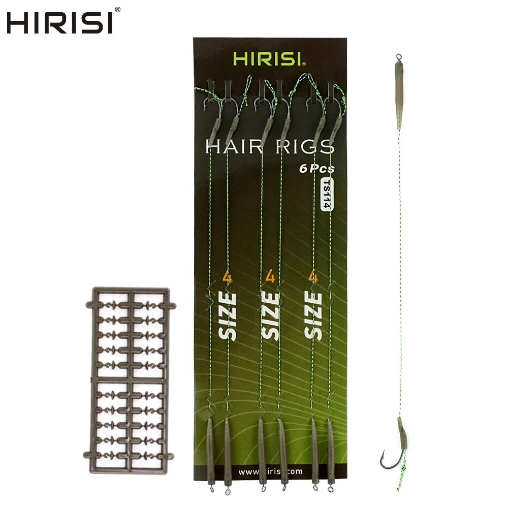Hirisi 6 Stück Karpfenangeln fertig gemacht Haken Link gebundene Rigs Terminal Tackle Angelzubehör TS114